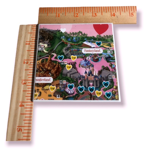 Disneyland Map Coasters (6) Handmade 4x4 Limited Edition Disney Valentine’s Day - Picture 5 of 6